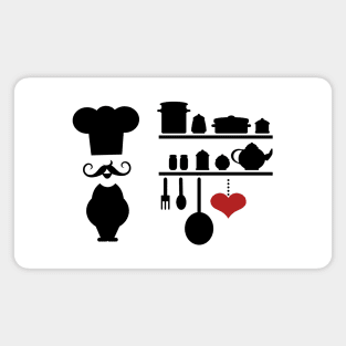 Chef silhouette with kitchen elements Magnet